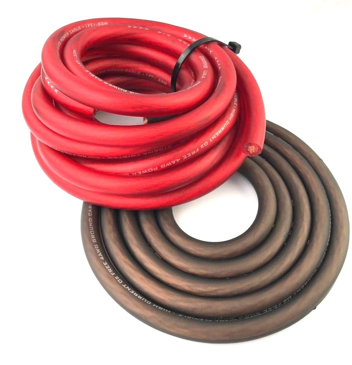 4 AWG Gauge 20ft Red + 5ft Black Flex OFC Power Wire Strands Copper Marine Cable