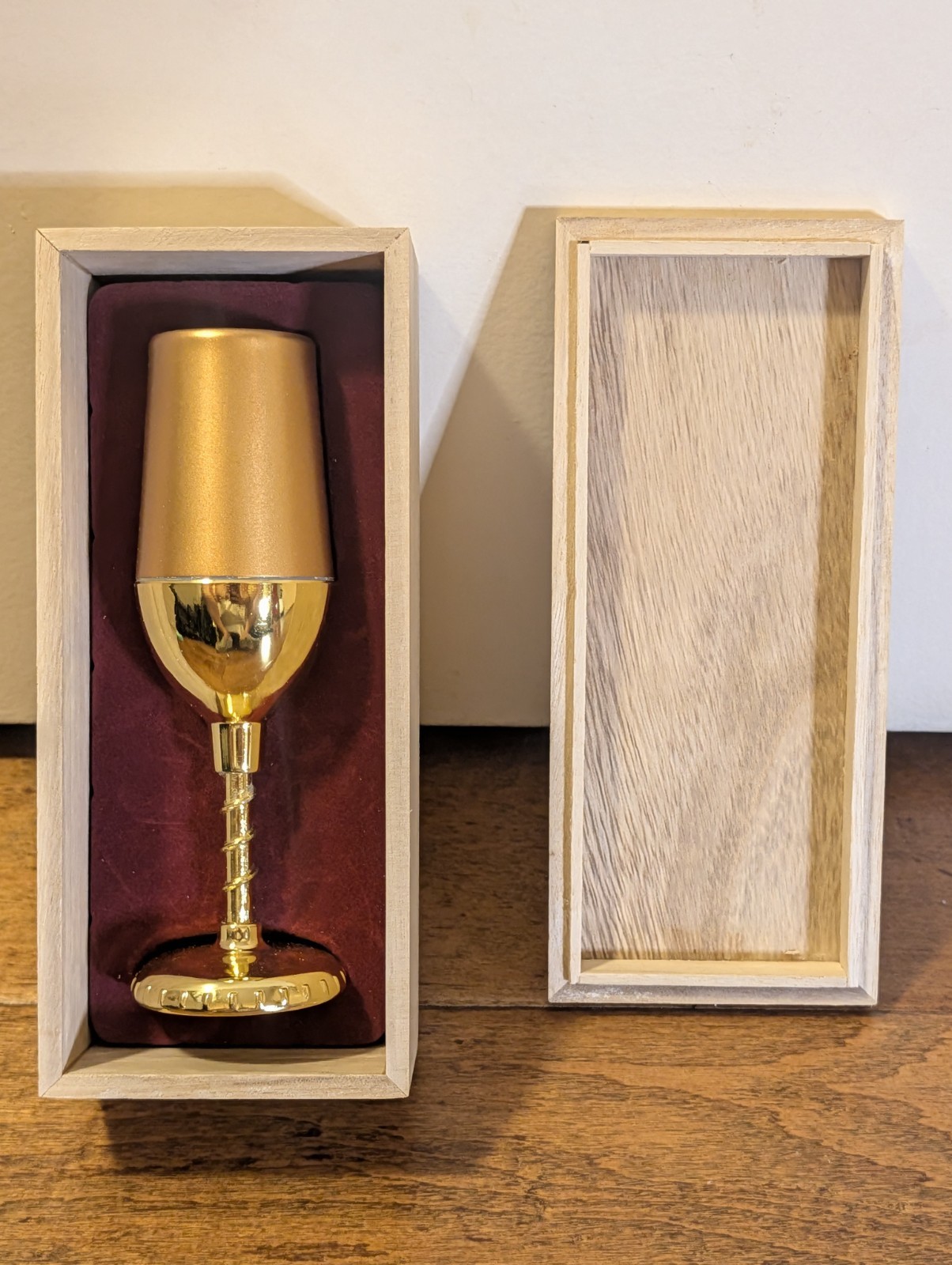 Gold Colored La Flute Corkscrew Wine Bottle Opener Wooden Case Cork Bareware