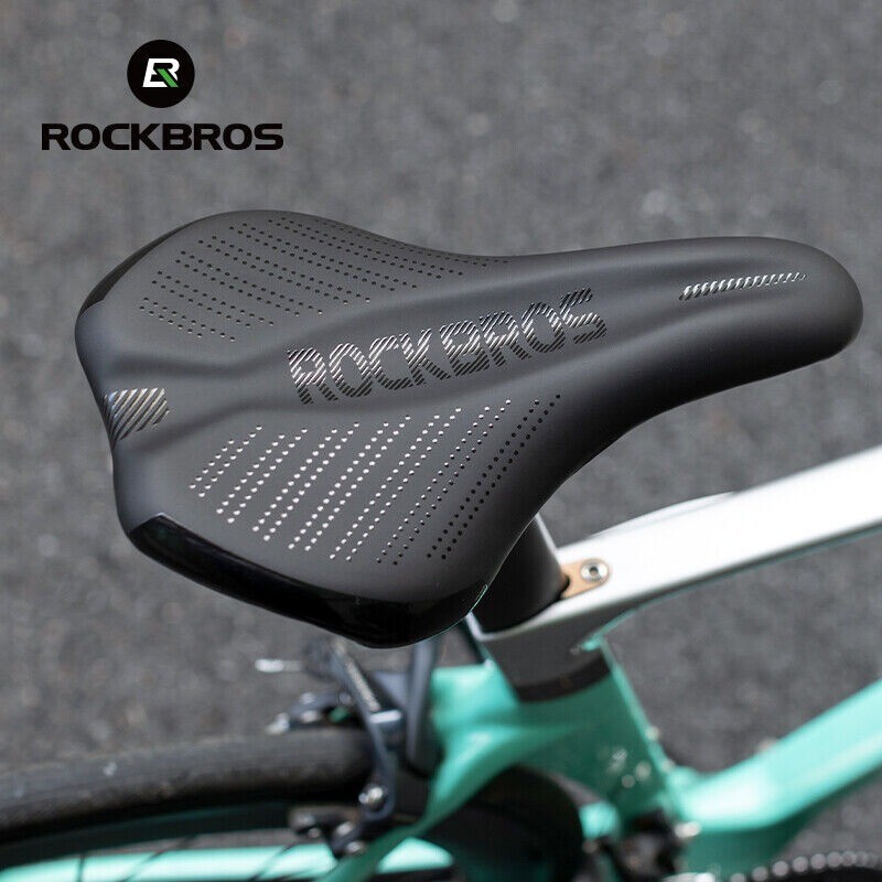 ROCKBROS Bike Seat Cushion Memory Foam Carbon Steel Saddle with Reflective Dots