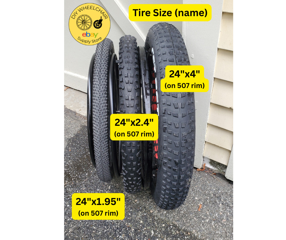 Pair of 24"x1.95" (507) Off-road Wheelchair Wheels with Axles (NEW)