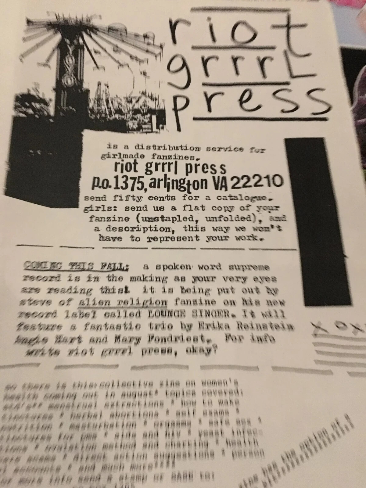 RiotGrrrlPress zine pack #1 RIOT GRRRL ZINES FROM THE 1990S