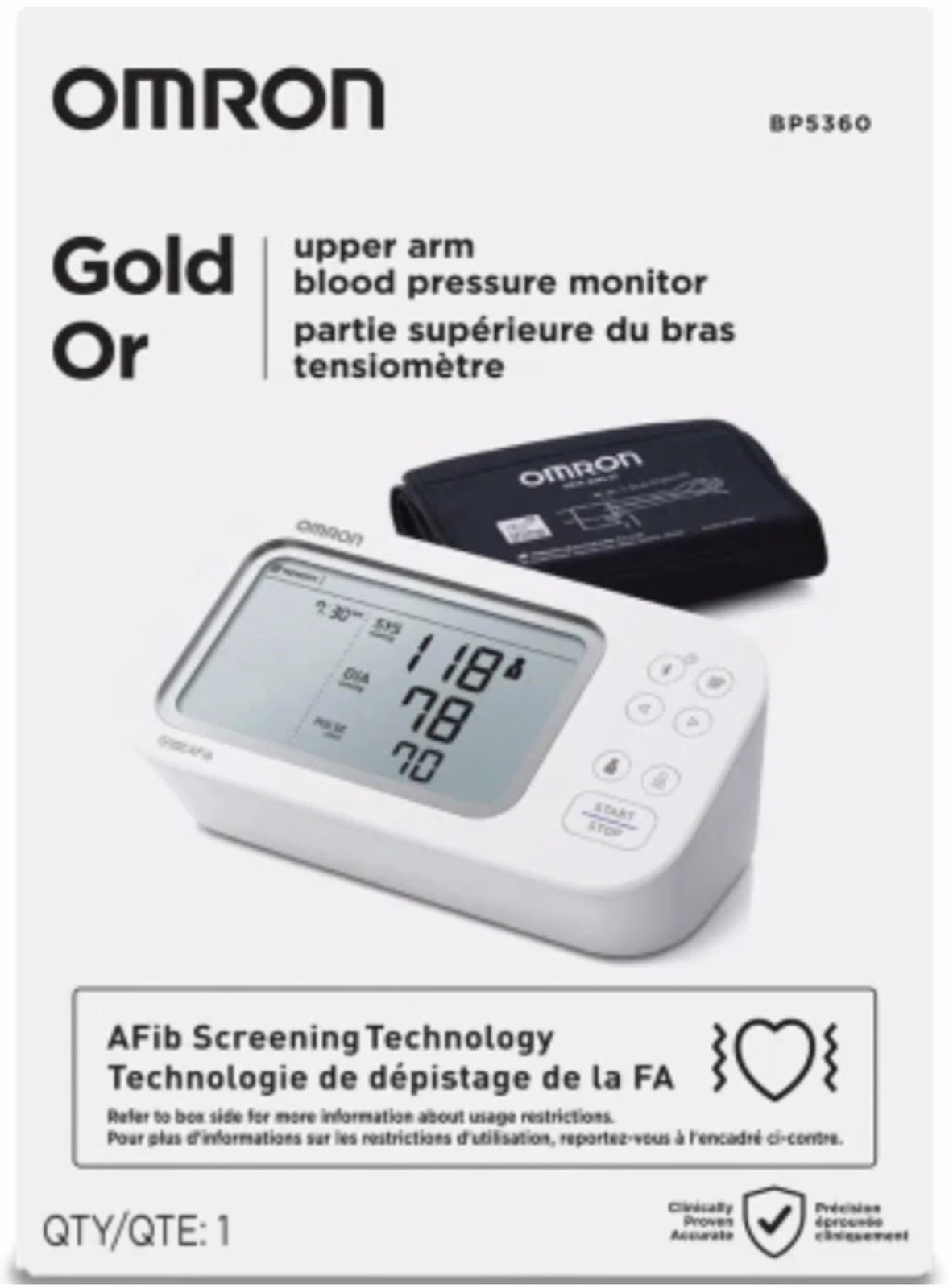 OMRON Gold Or Upper Arm Blood Pressure Monitor - BP5360 New