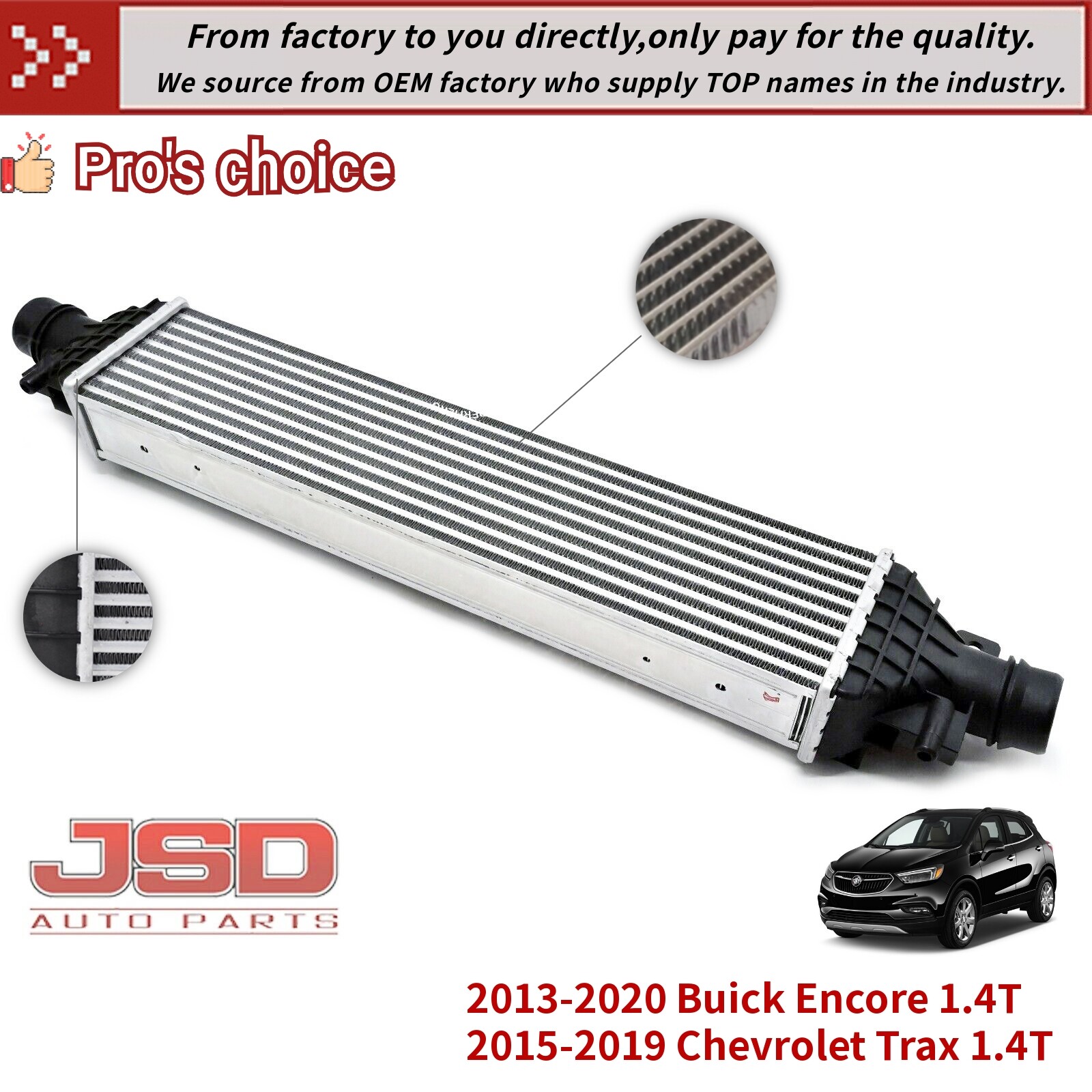 ▲Intercooler Charge Air Cooler For Buick Encore Chevrolet Trax 1.4T 42609477