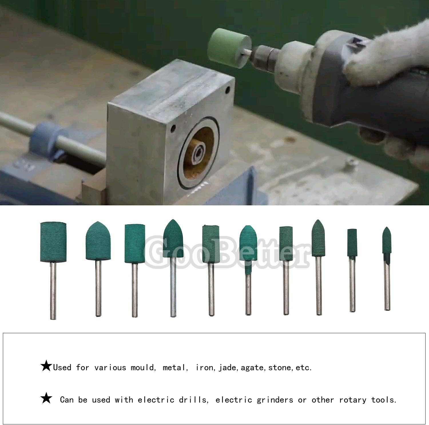 100Pcs Rubber Polishing Points Bit Grinding Head Power Rotary Tool For Dremel