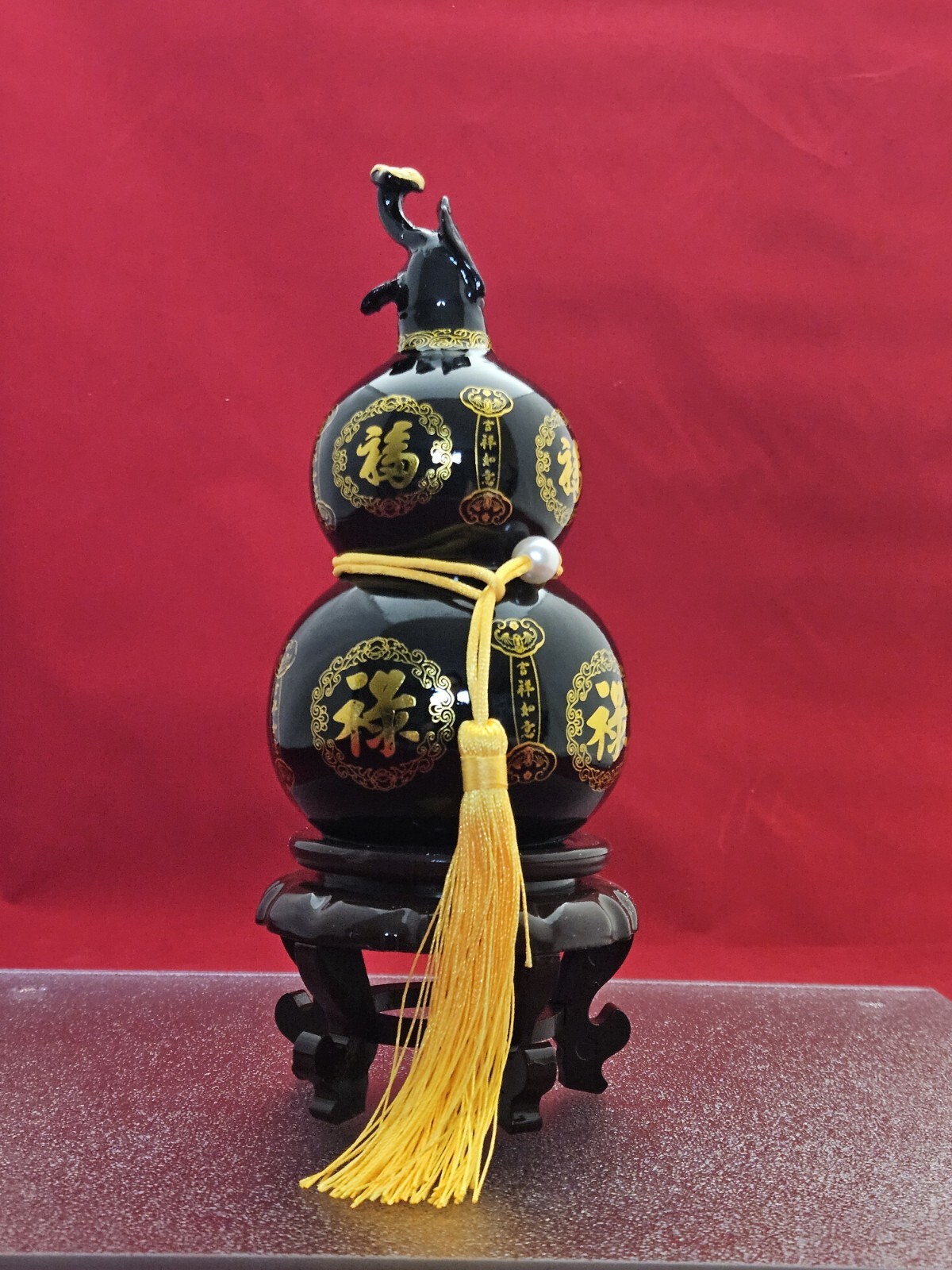 Natural Dark Jade Mount Taishan Gourd Feng Shui Good Luck Ornament Healing 3+LB