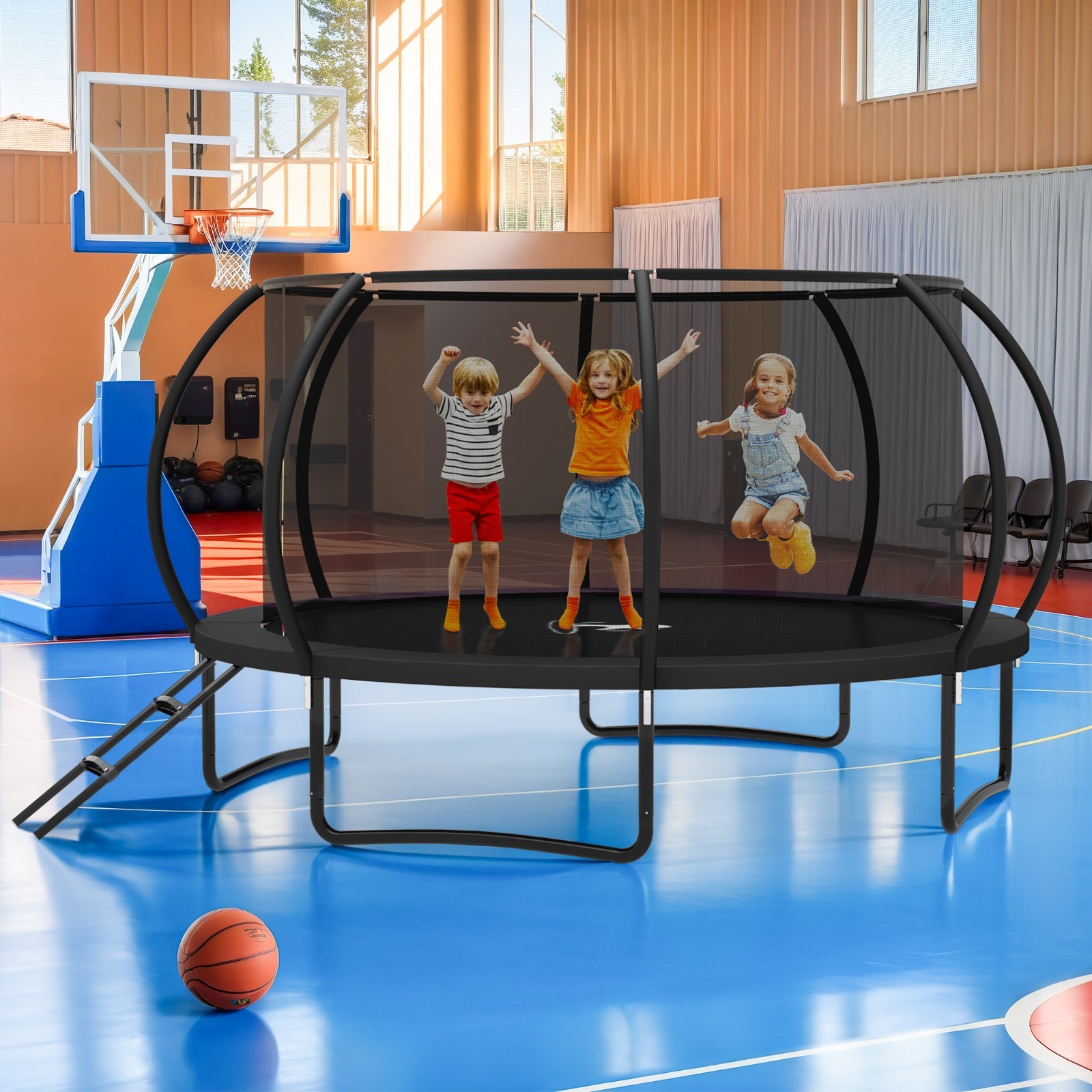 14FT 450LBS Trampoline Outdoor Trampoline for kids and Adults w/Enclosure net