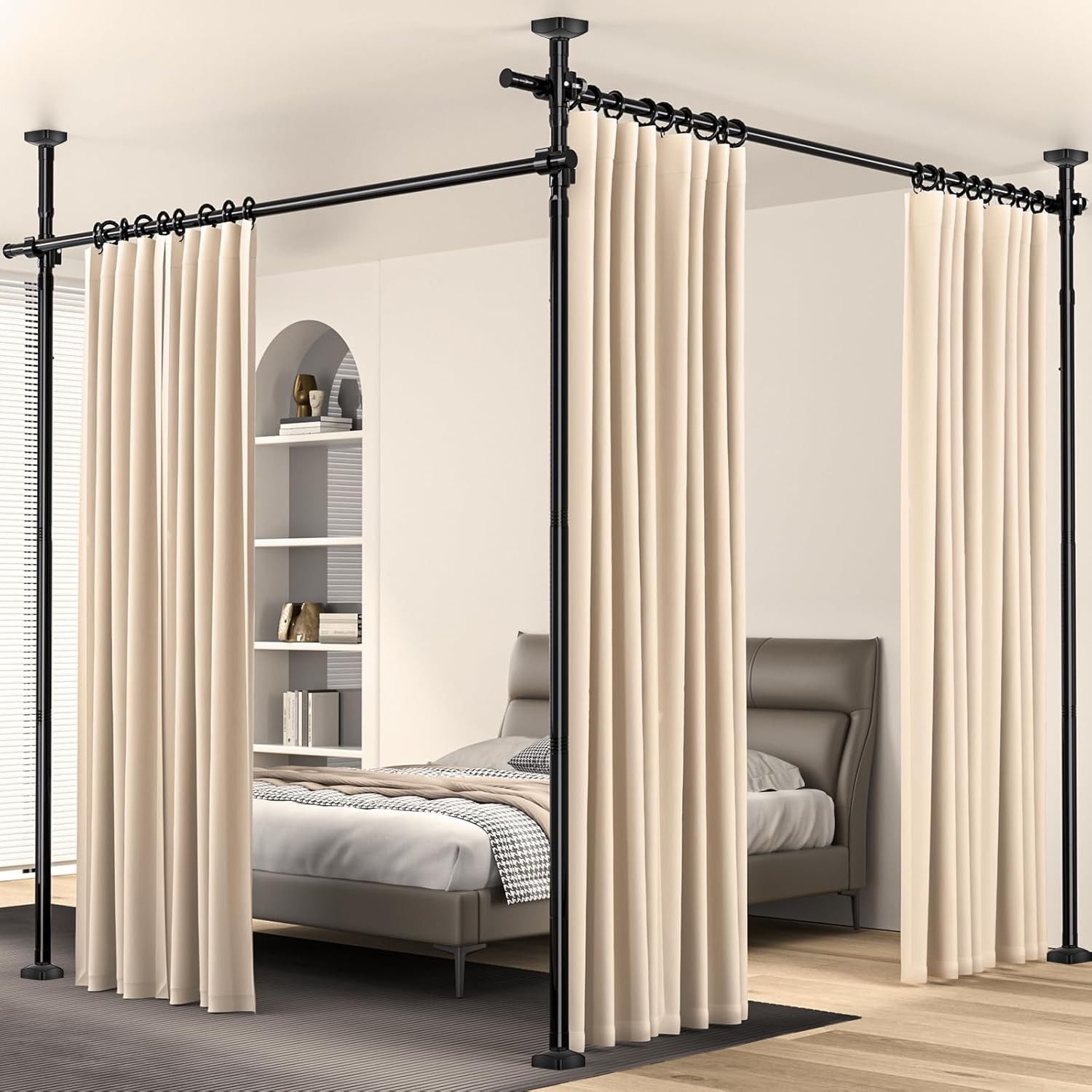 Room Divider No Drilling Curtain Rod Wall Divider Room Separation Durable Home