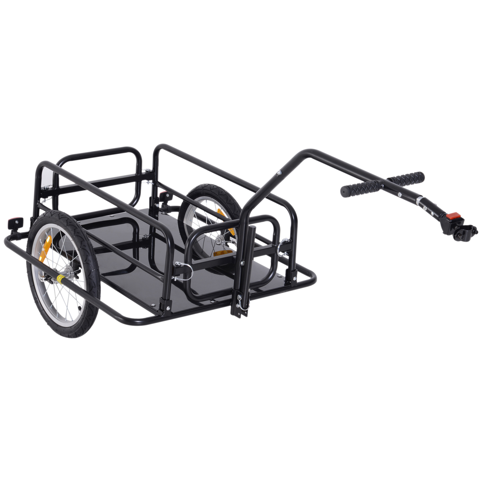 Folding Bicycle Cargo Storage Cart and Luggage Trailer with Hitch - Black