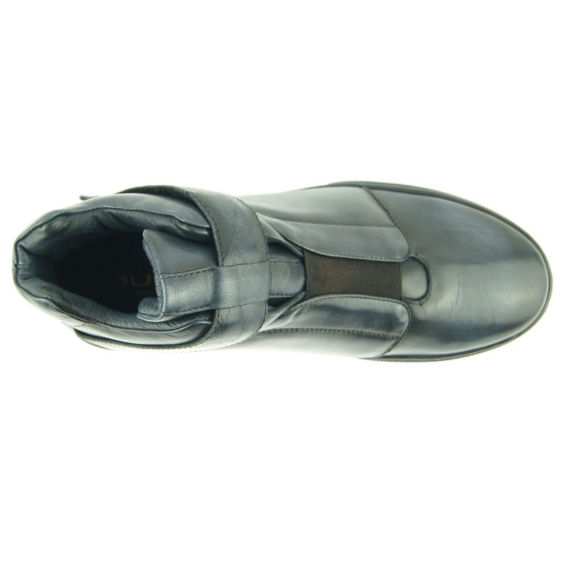 Jump "Scully" Slip-On Mid-Top Leather Men's Sneakers, Grey 8-15US