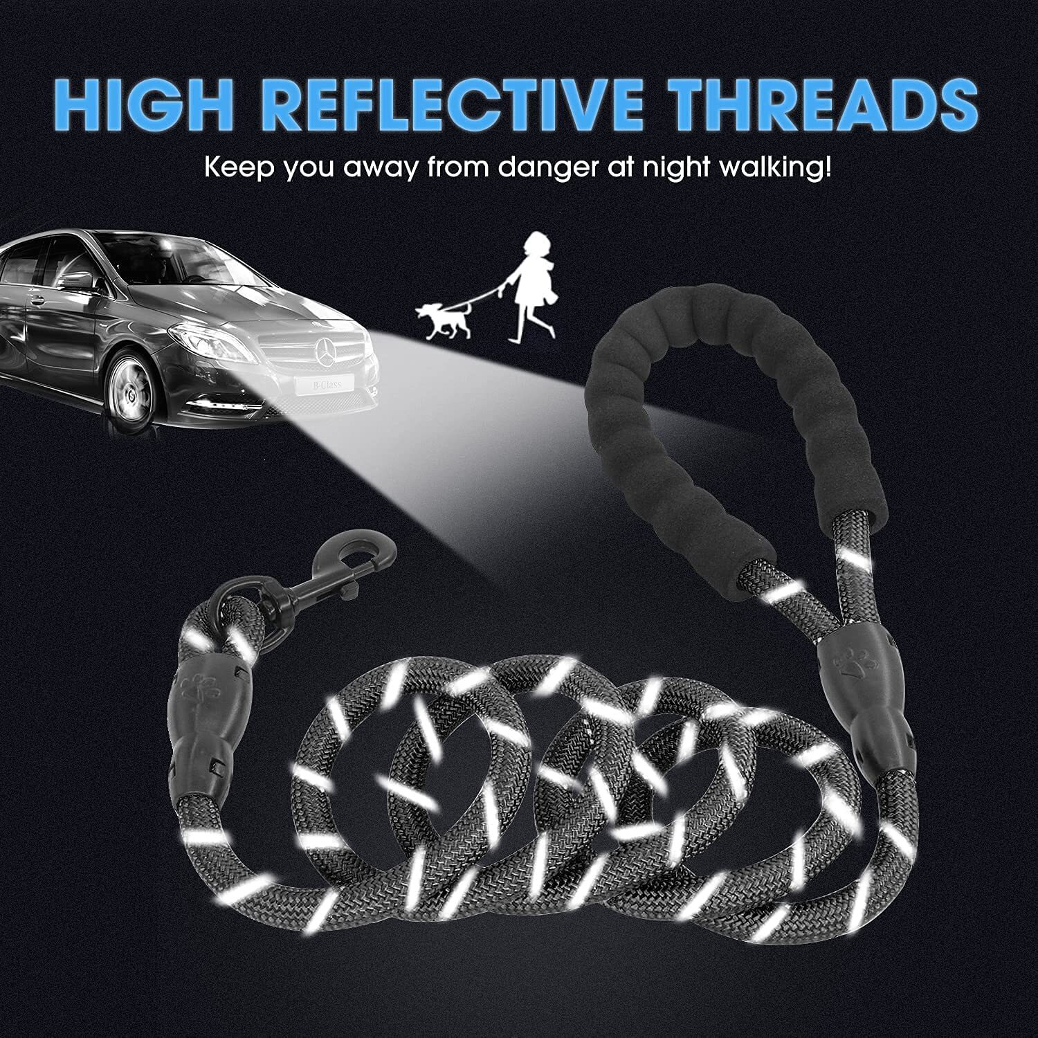 Dog Leash Nylon with Comfortable Padded Handle for All Dog Sizes 5FT-1/2''