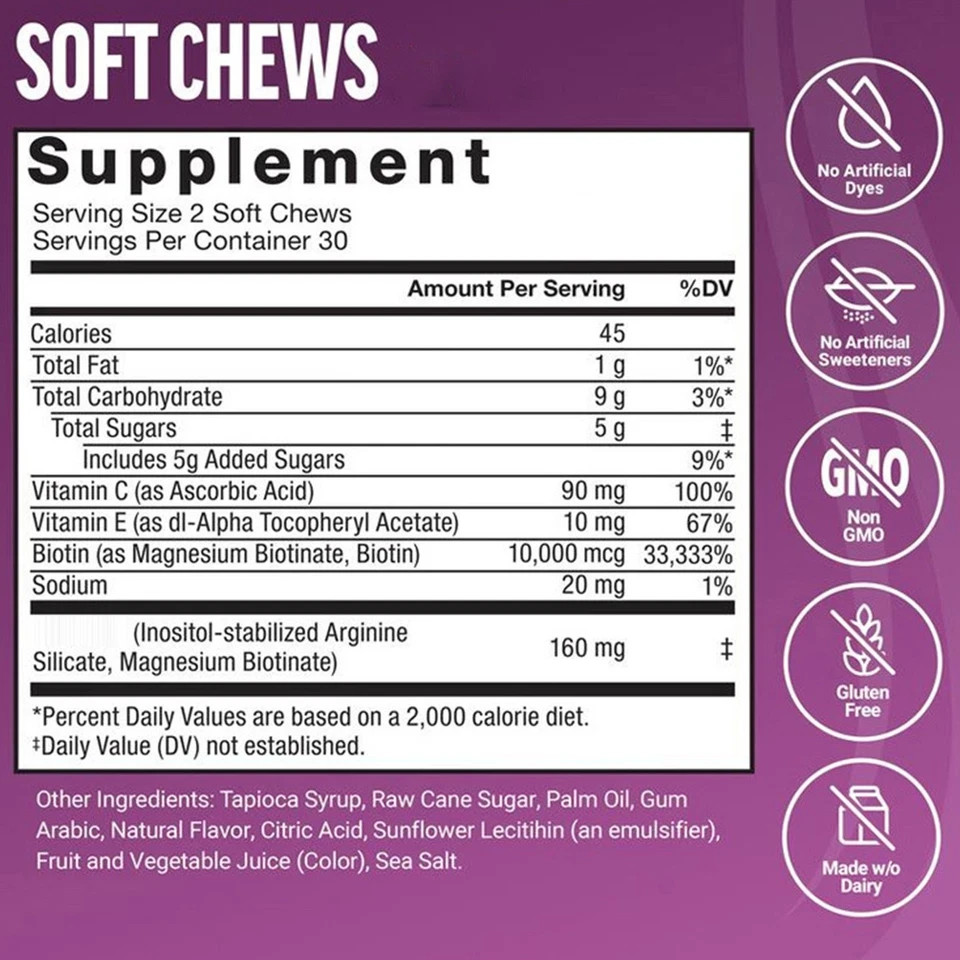 Force Factor Hair Growth Gummies - Supports hair growth and nourishes hair