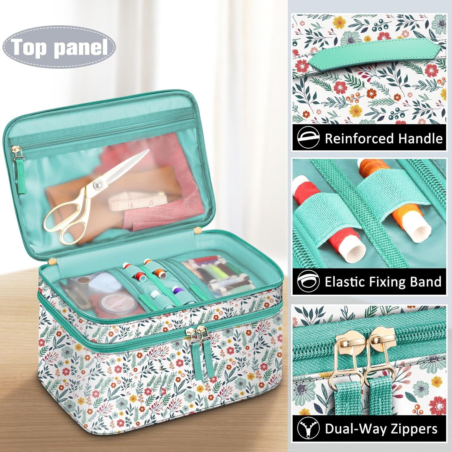 Sewing Accessories Storage Organizer Case Double-Layer Sewing Kits Carrying Bag
