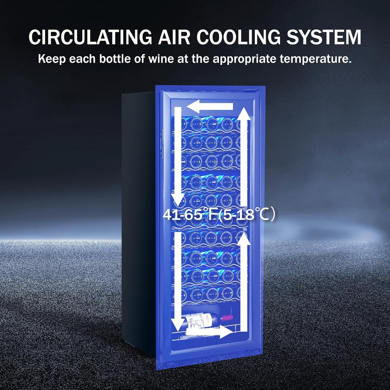 55 Bottle Wine Cooler, 41-65℉ Beverage Refrigerator, Freestanding Wine Cellars