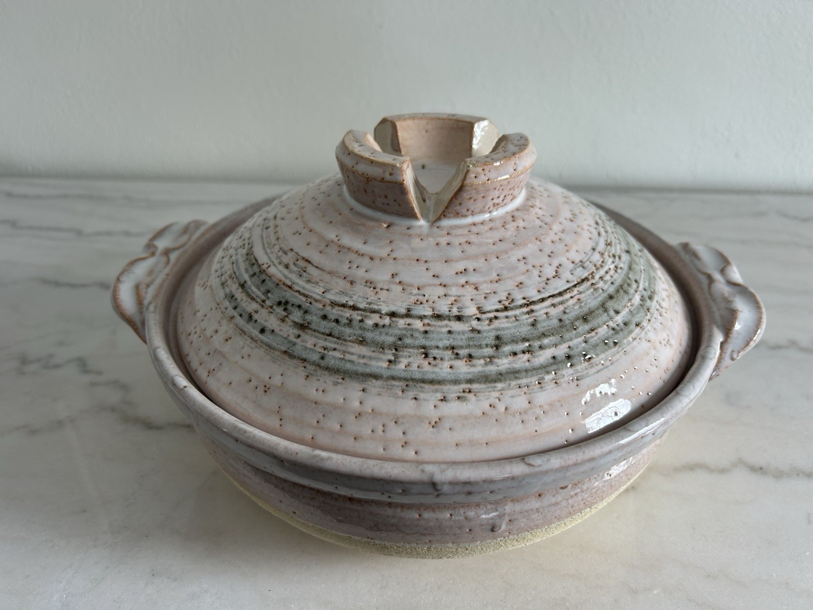 Large Vintage Japanese Banko Shino Ware Donabe Clay Earthenware Pot