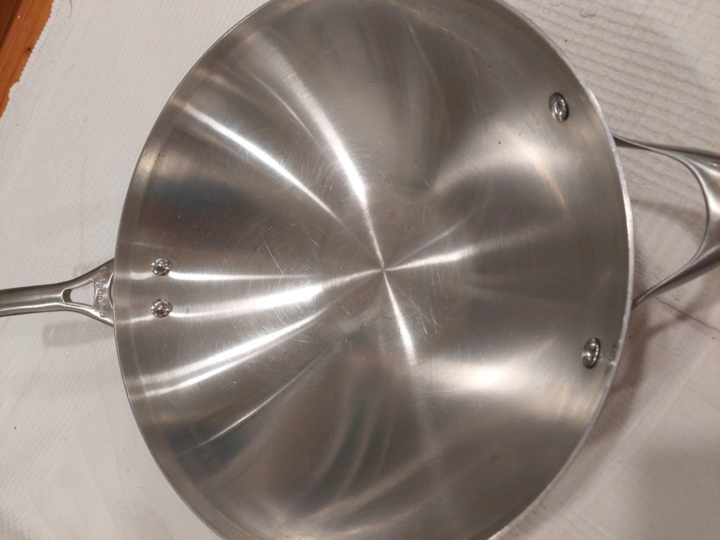 Calphalon Stainless Steel 13” Wok 155 Flat Bottom Cooking Pan With Lid