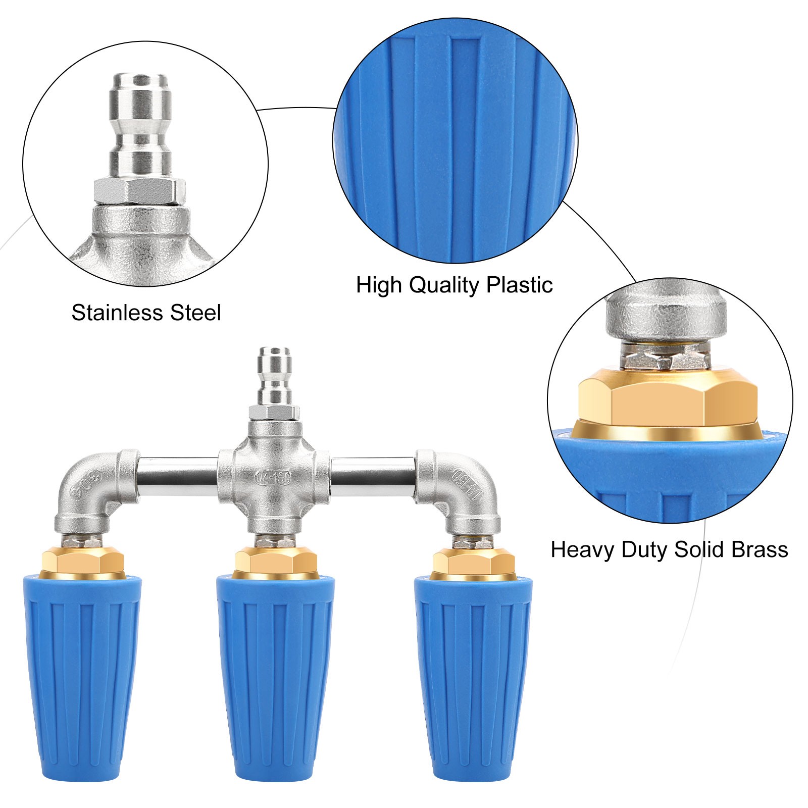 Triple Turbo Pressure Washer Nozzle 4000 PSI 1/4" Quick Connect M22 Brass Head