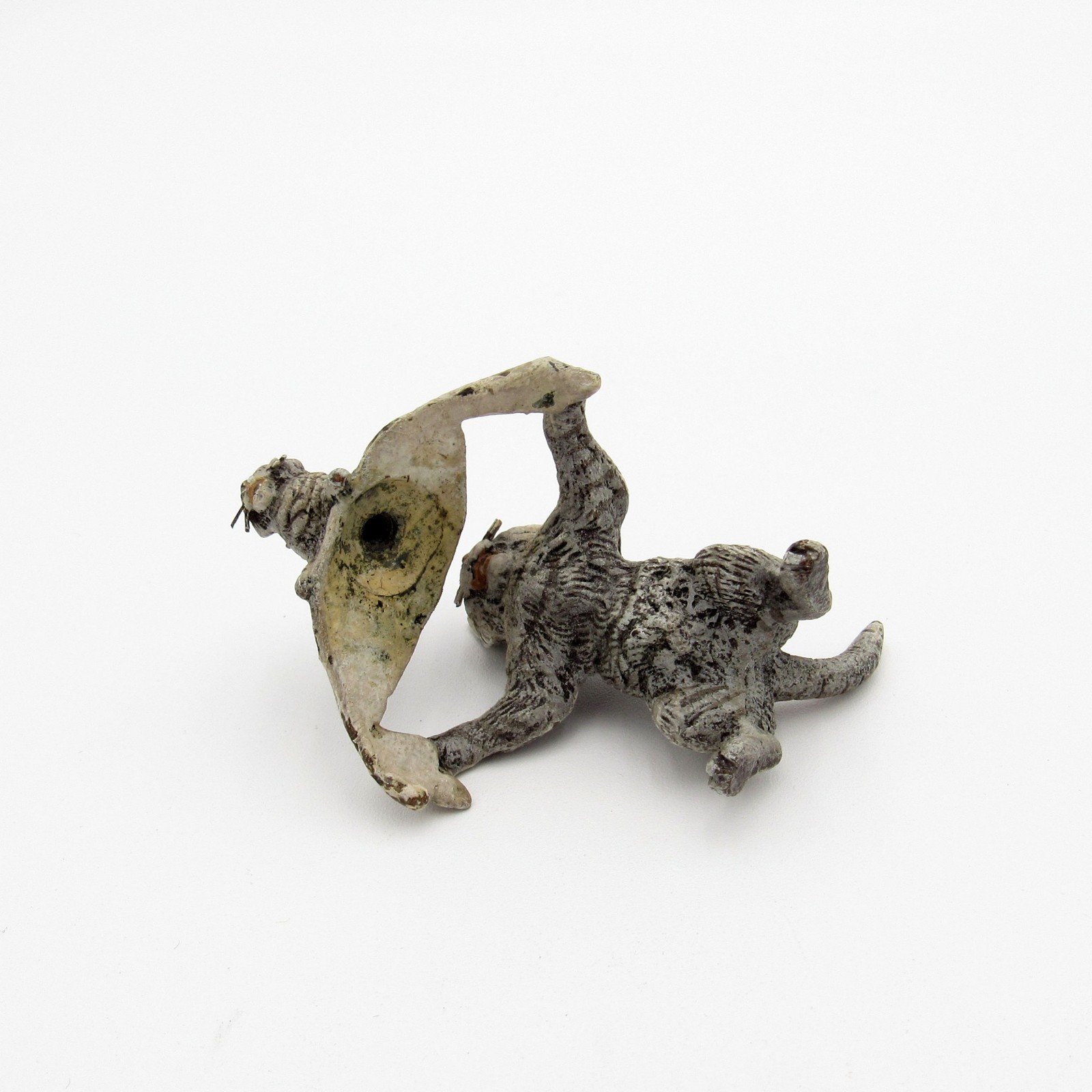 Antique Vienna Bronze Cold Painted Kitty Cat Mom and Child, Playing