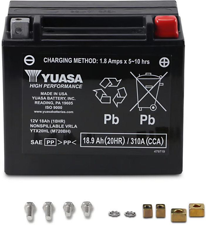 Yuasa Factory Activated Maintenance Free Battery - YTX20HL Motorcycle YUAM720BH