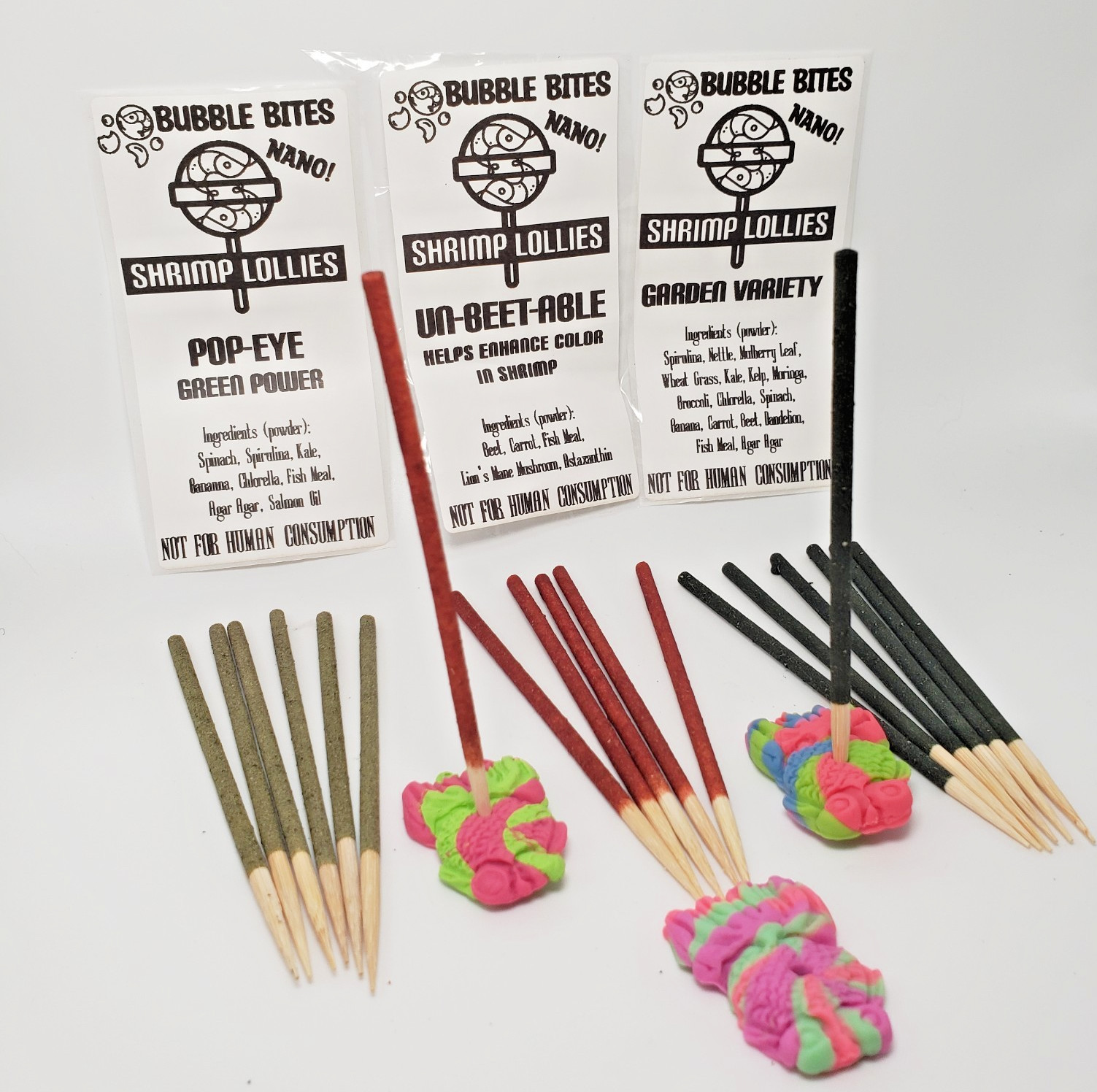 Shrimp Lollies Nano 60 CT Variety Pack (20/20/20) & 3 Holders