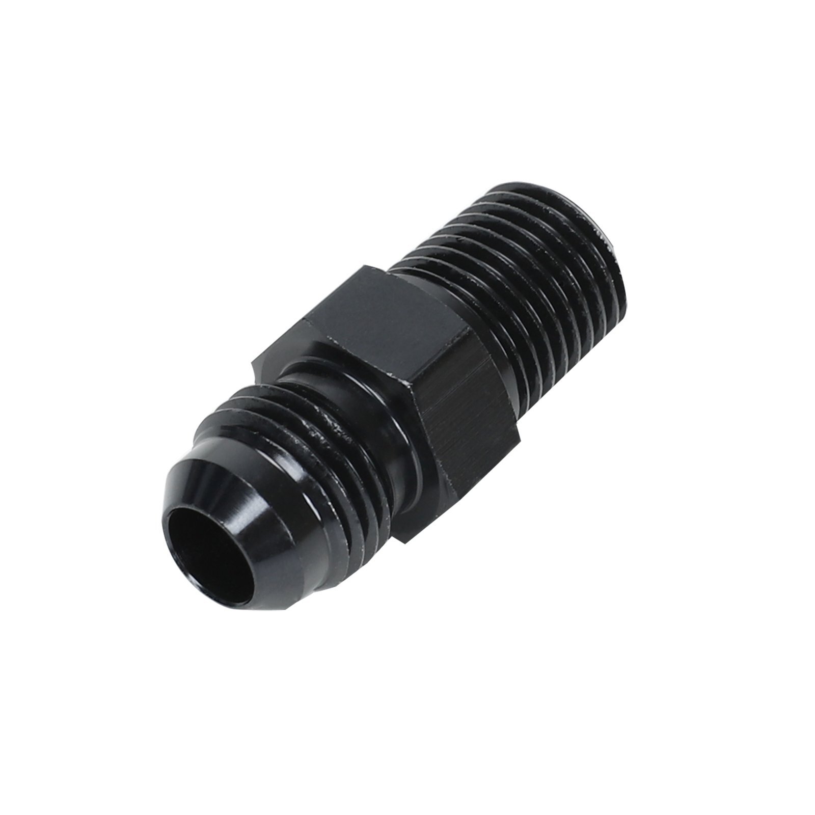 1/4 NPT to 6AN Adapter Straight Pipe Thread to 6 AN Flare Fitting Black
