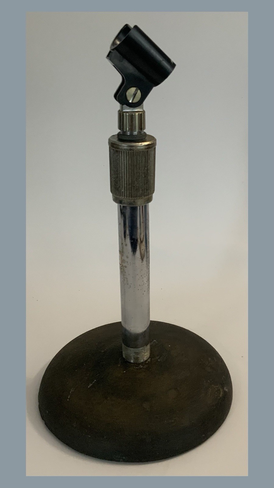 Vtg MCM Atlas Sound Adjustable Desk/Tabletop Microphone Stand-Cast Iron Base🅱️