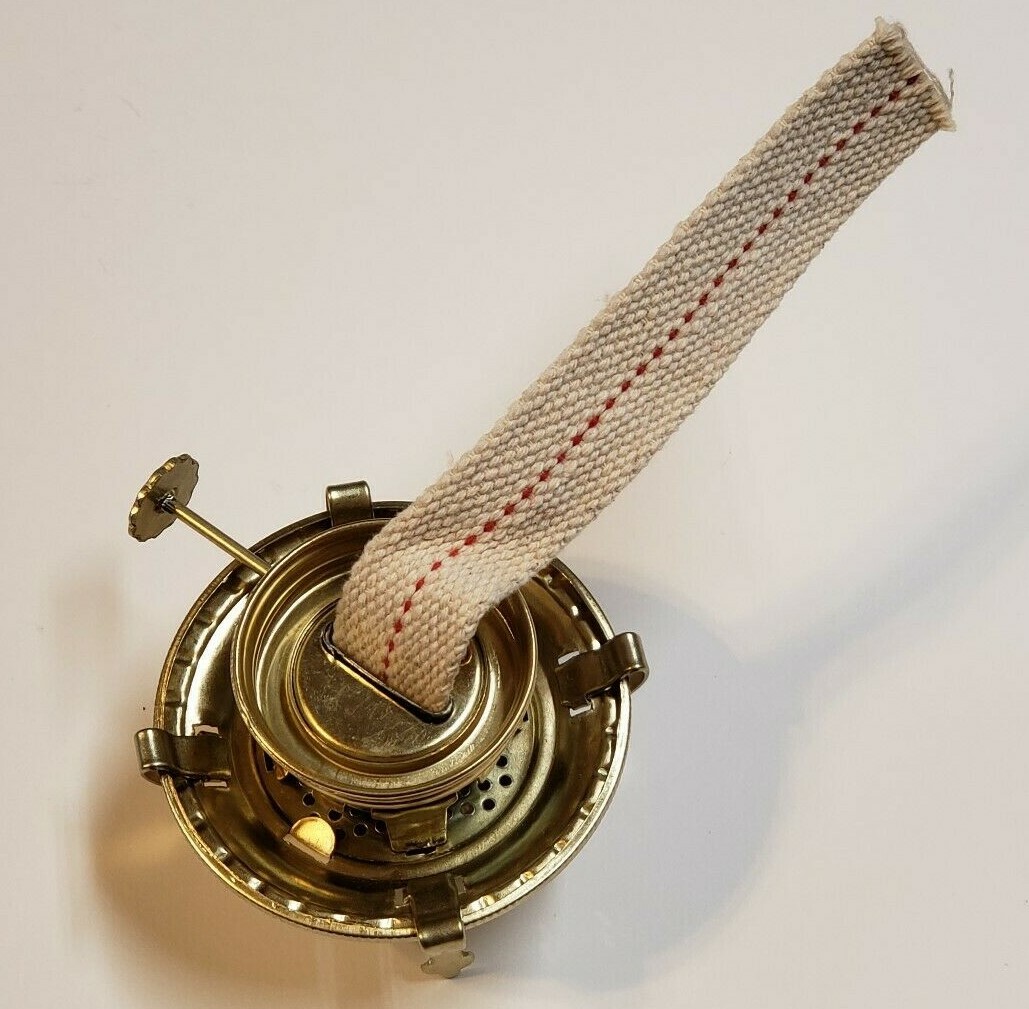 #2 BRASS PLATED OIL BURNER WITH WICK & REMOVABLE SCREW ON COLLAR NEW 54350J