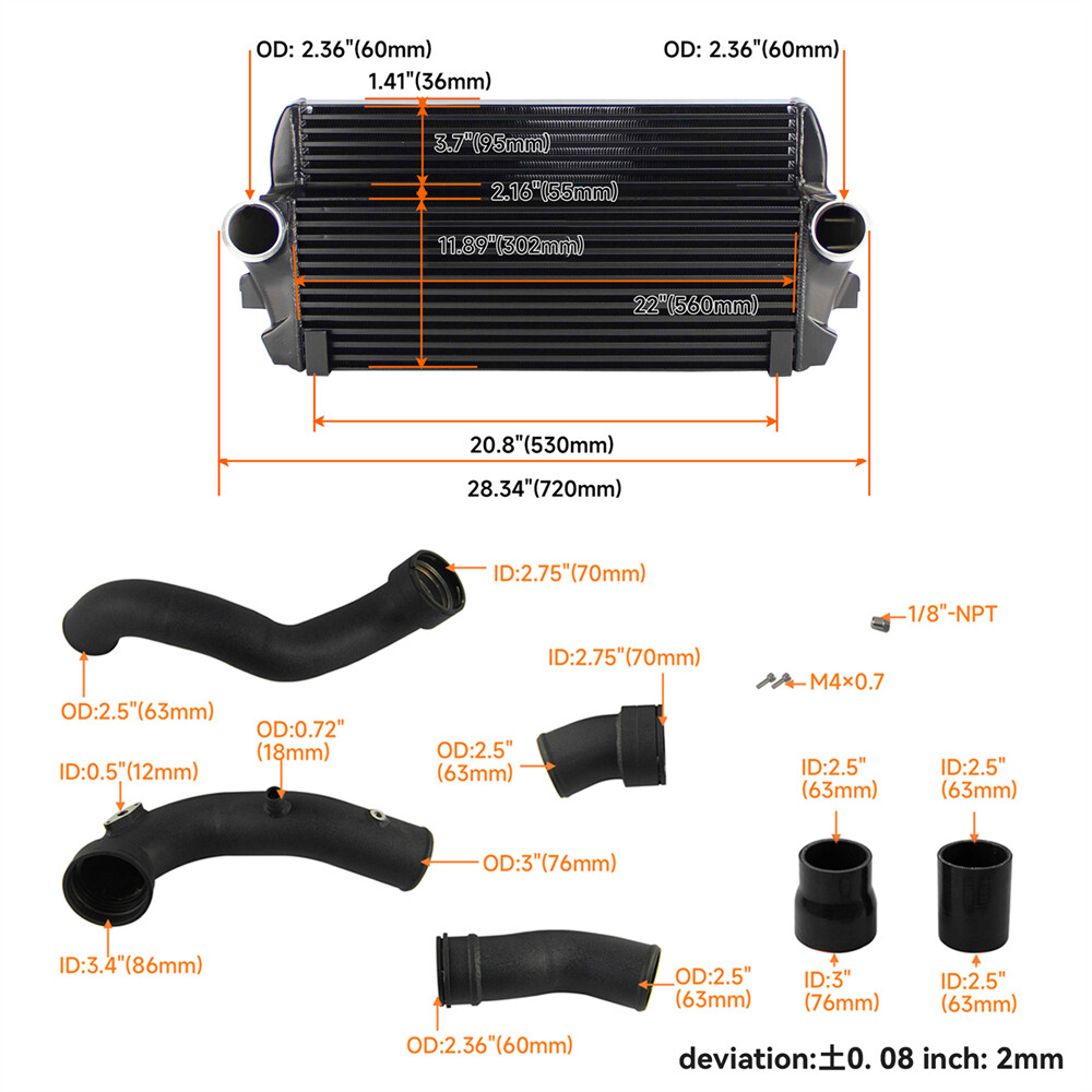 Intercooler w/ Charge Pipe Kit + Boost Pipe For BMW F10 FX 535i 640i 740i N55