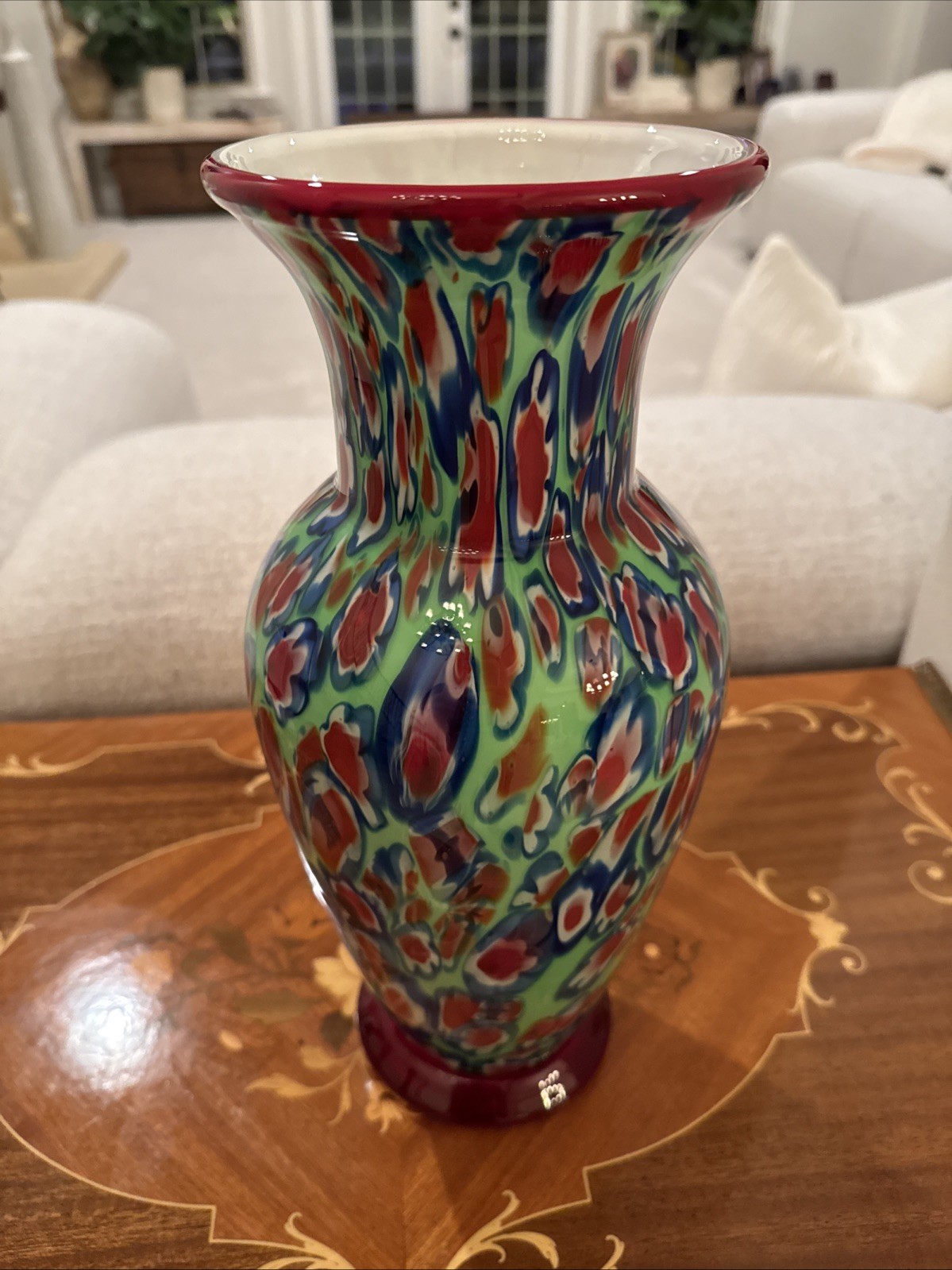 VINTAGE VASE ART GLASS MILLEFIORI LARGE