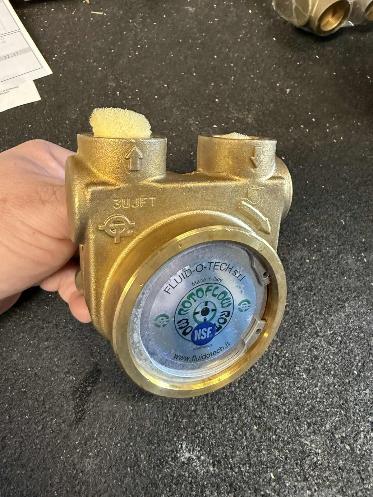 Fluid-O-Tech PA1000F Brass Flange Mount Rotoflow Rotary Vane Pump - 4.58-5.45 GP
