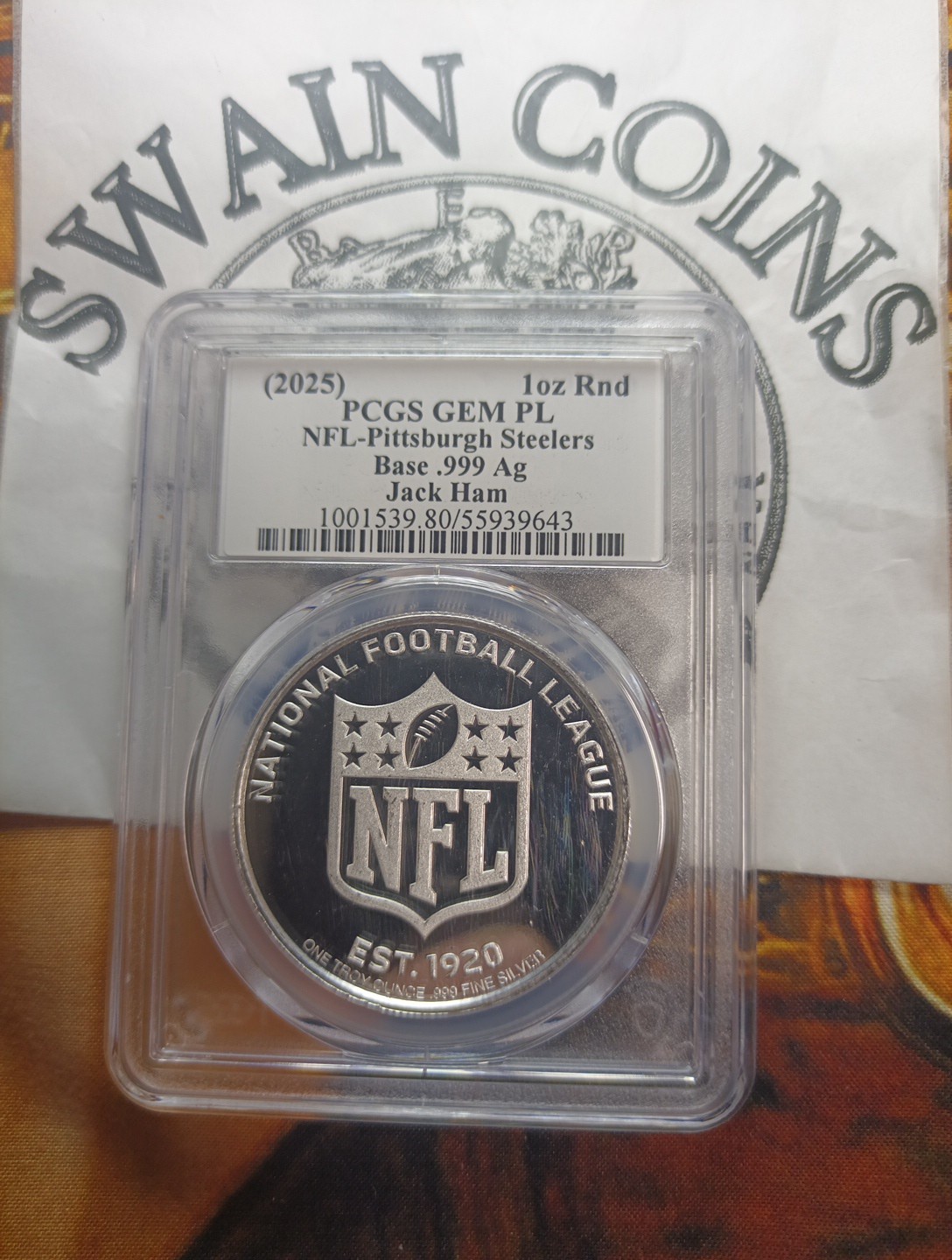 1 OZ Silver 2025 NFL x Celebrity Mint - Steelers Signed Jack Ham EA142-144