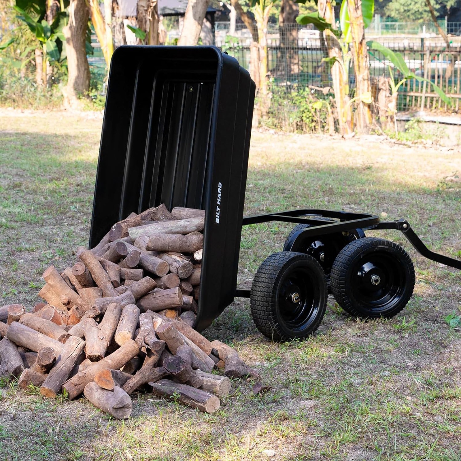 BILT HARD Poly Garden Dump Cart 1200 lb 7 cu ft Utility Wagon For Yard 13'' Tire