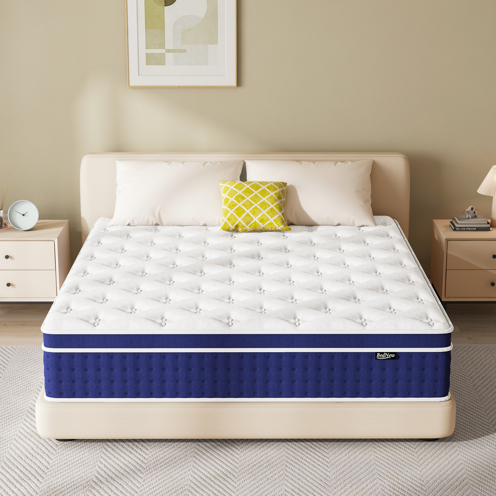 12" 14 Inch Hybrid Spring Gel Memory Foam Queen Mattress Full King Size in a Box