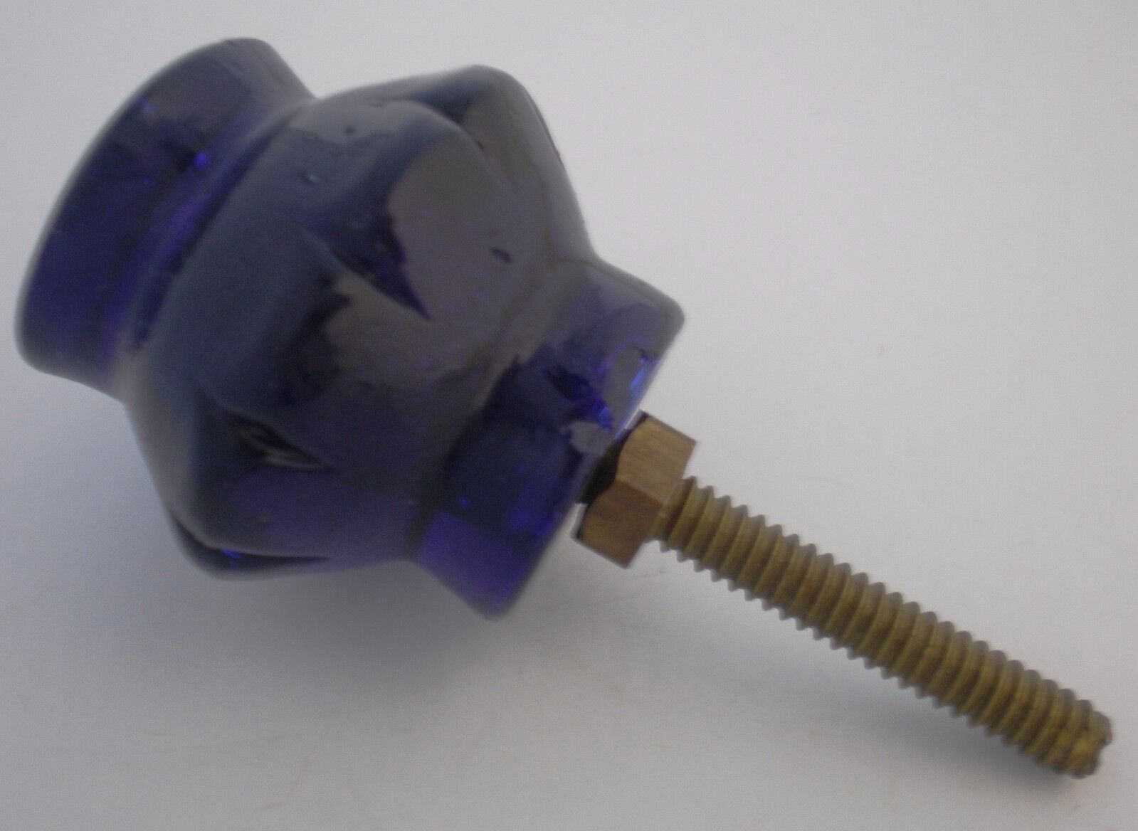 RARE COBALT BLUE WITH INCLUSIONS OLDER GLASS KNOBS PULLS HANDLES