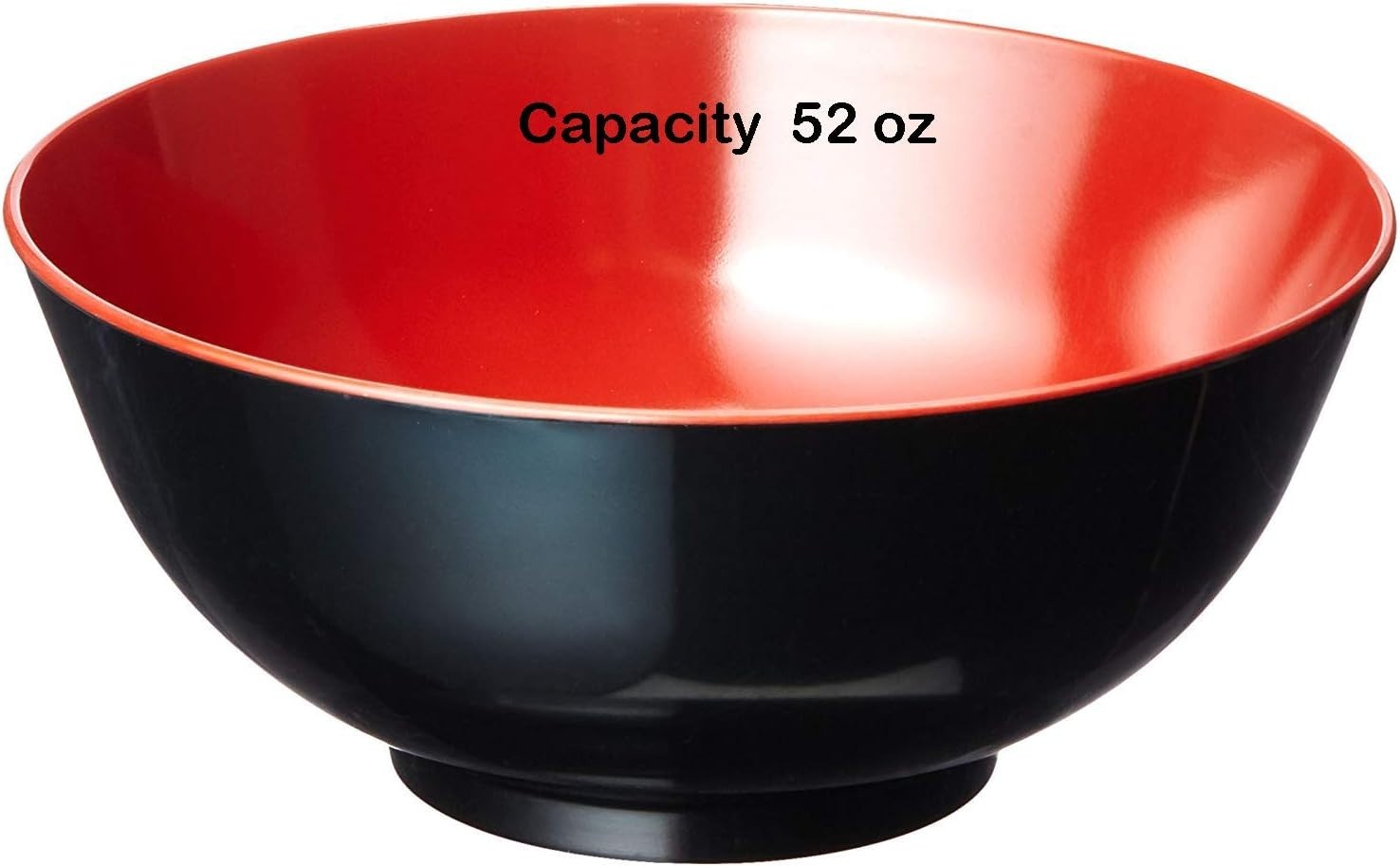 2 Pack Large Soup Bowl Japanese Style Plastic Ramen 52 oz Black and Red S-2396x2