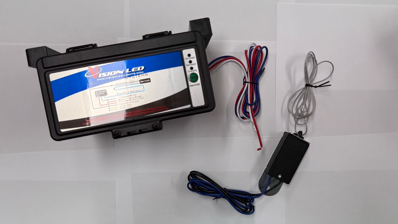 Vision LED Trailer Breakaway Kit Top Load w/ 12V Triple Axle Battery Charger