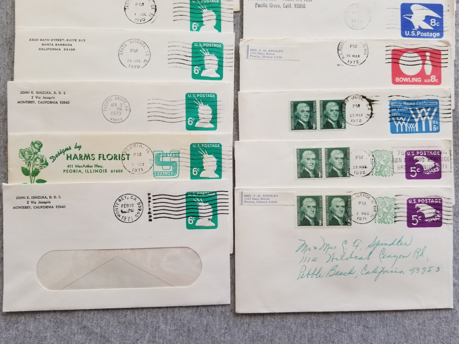 US Postal Stationary Covers Lot of 16 Used 1970s some with stamps