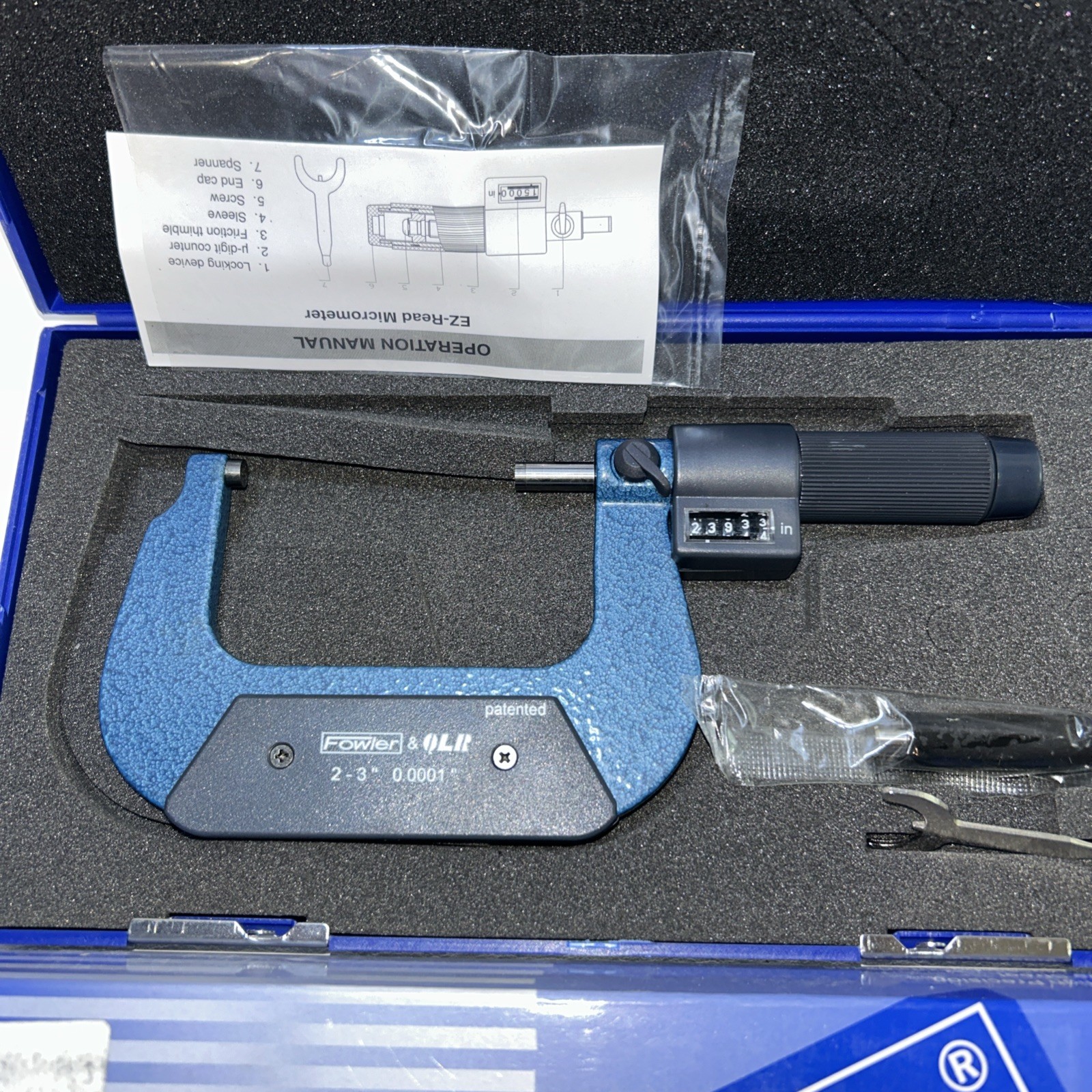 Fowler 52-222-203-0 2 - 3" EZ-Read Digit Outside Micrometer NEW