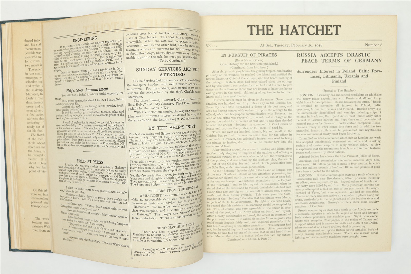 USS George Washington "The Hatchet" 1919 WWI Newsletter History Book