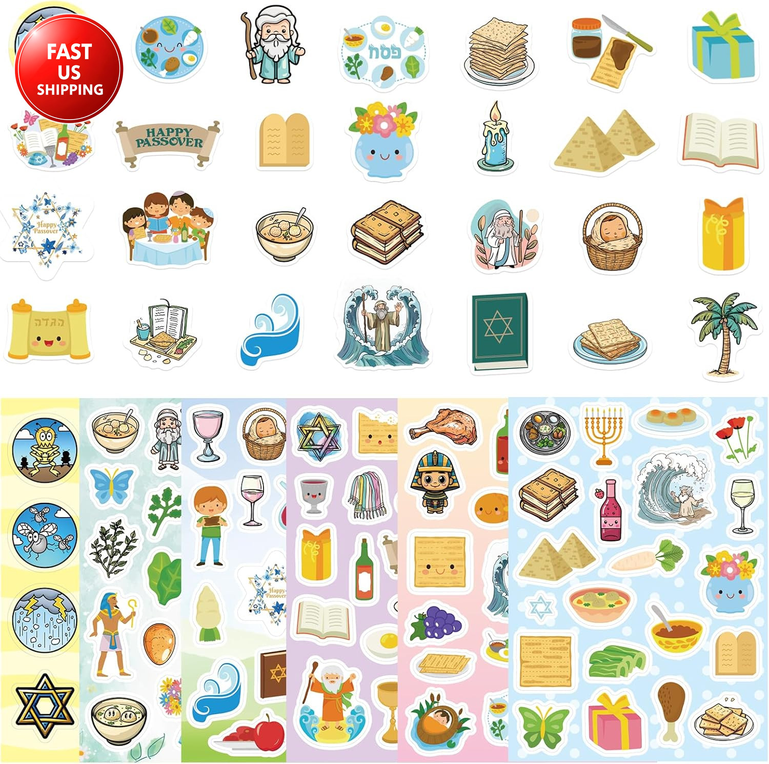 575 Pcs Passover Stickers for Kids Pesach Passover Decorations Gifts for Seder T
