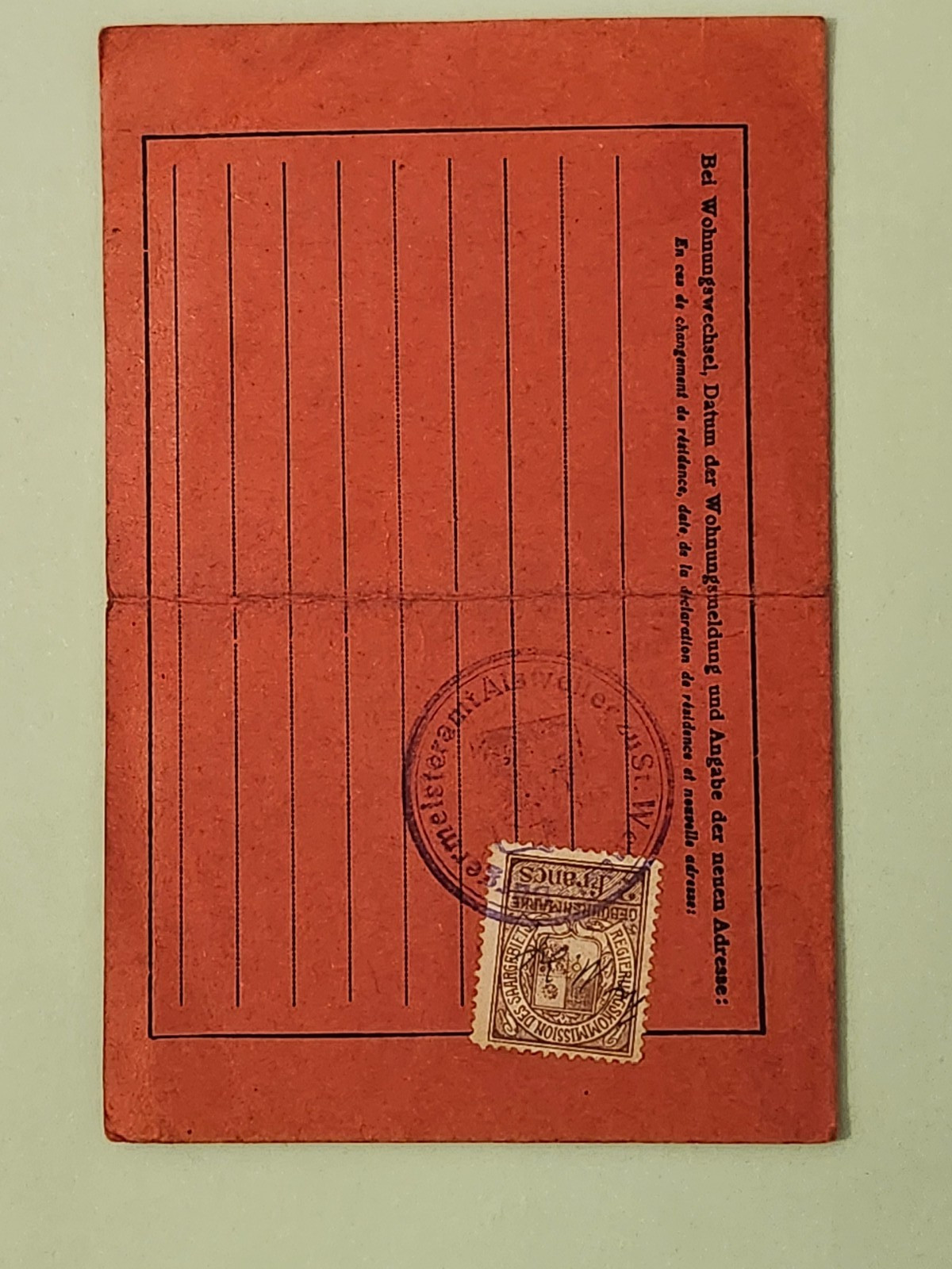 WW2 Germany. Personal-Ausweis Saar 1934.