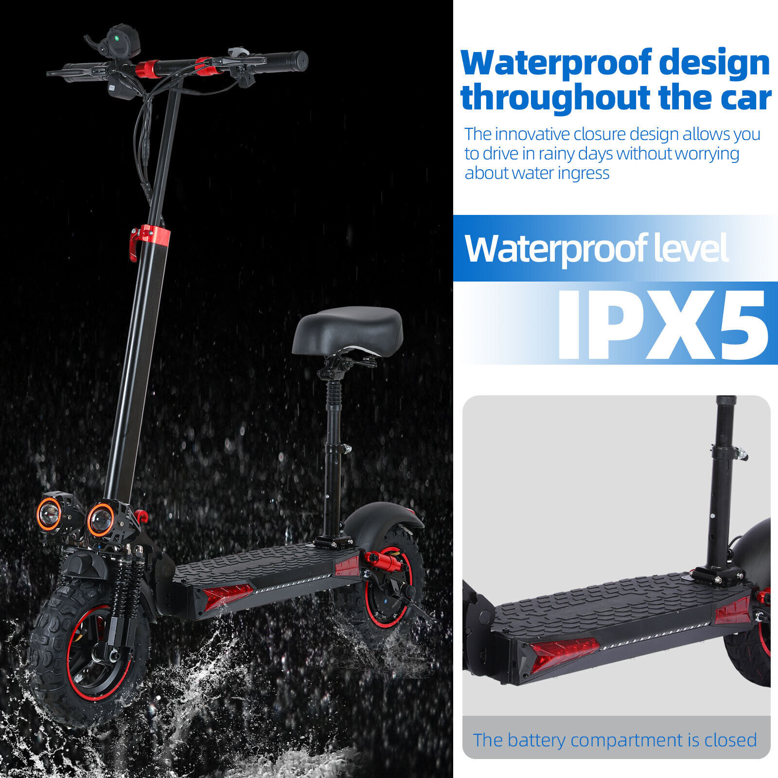 48v 1200W Electric Scooter For Adult 11"Off Road Fat Tires Fast Speed USA MAX x6