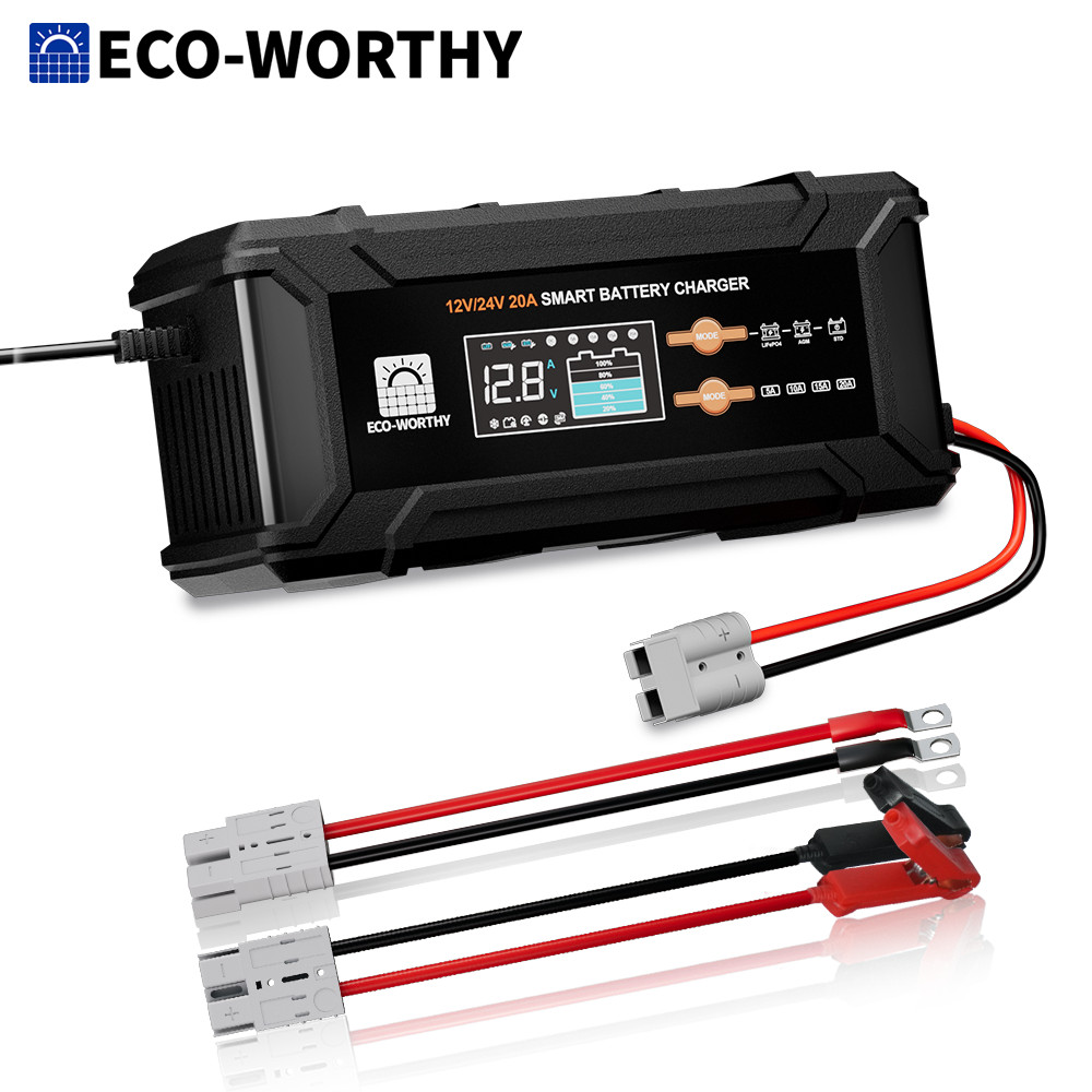 ECO-WORTHY 12V/24V 20A  Lithium LifePO4 Battery Charger 14.6V Maintenance