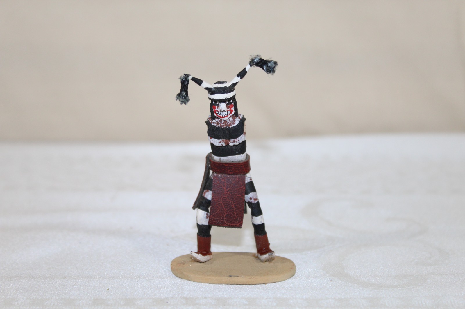 Vintage Hopi Pueblo 3.25" Kachina Doll Hopi Clown Koshare Signed Missing Arms