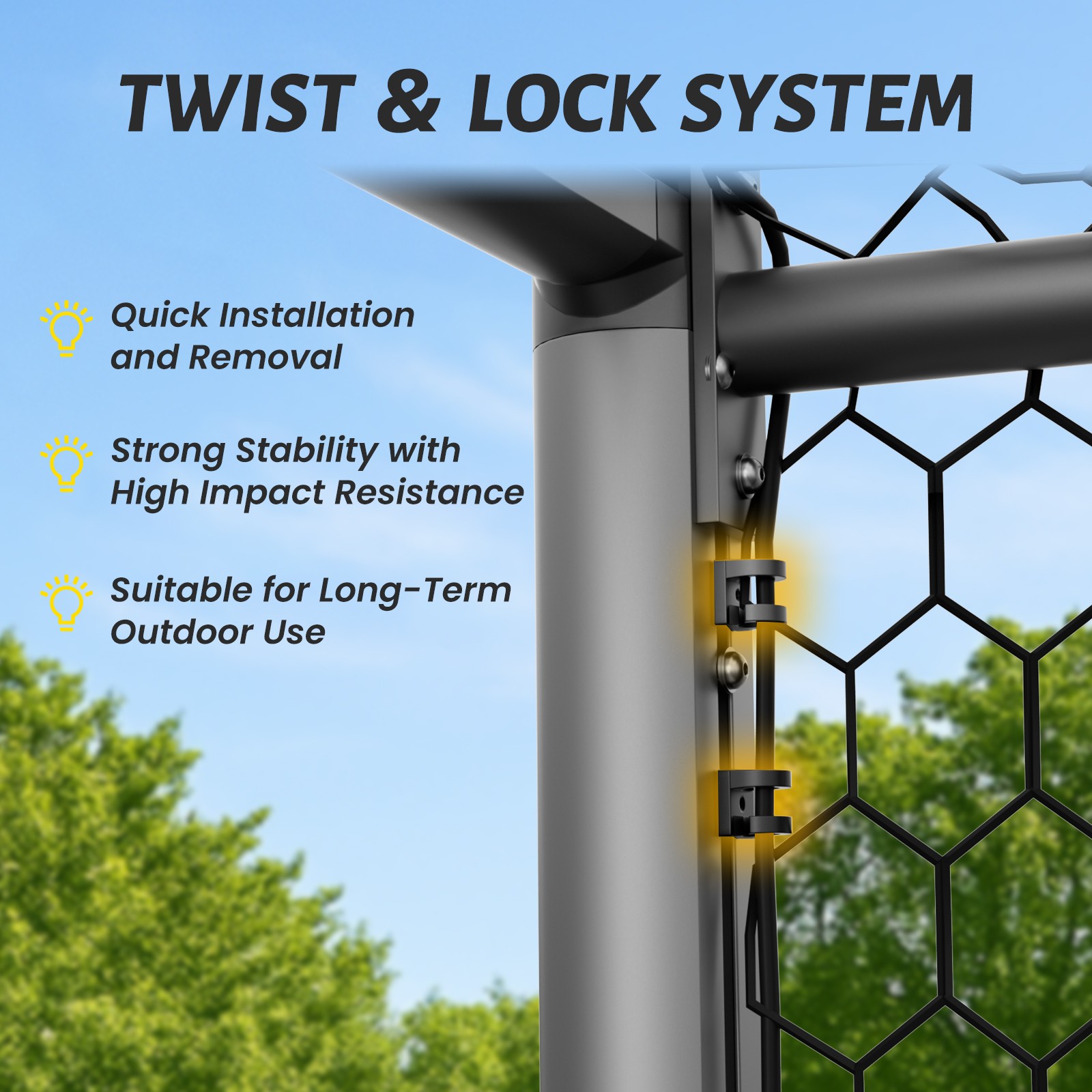 NAIZEA 24x8ft Soccer Goals 2.6" Aluminum Heavy-Duty Soccer Goal For Soccer Clubs