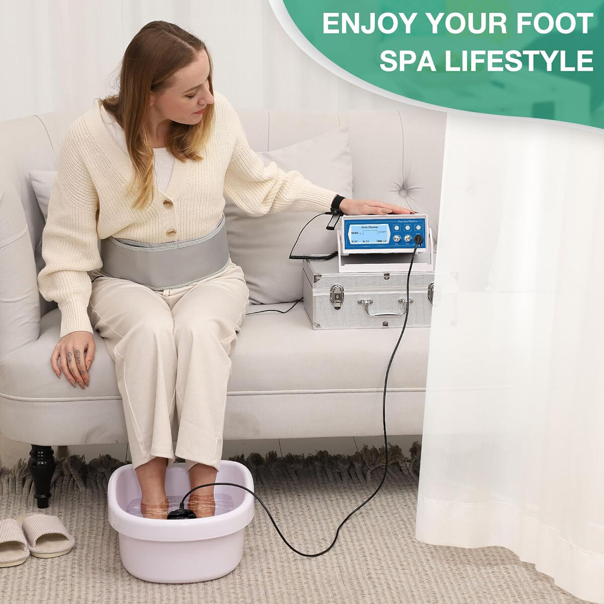 Durable Ionic Detox Foot Spa Bath Machine Ion Cleanse System w/ Case Heat Belt