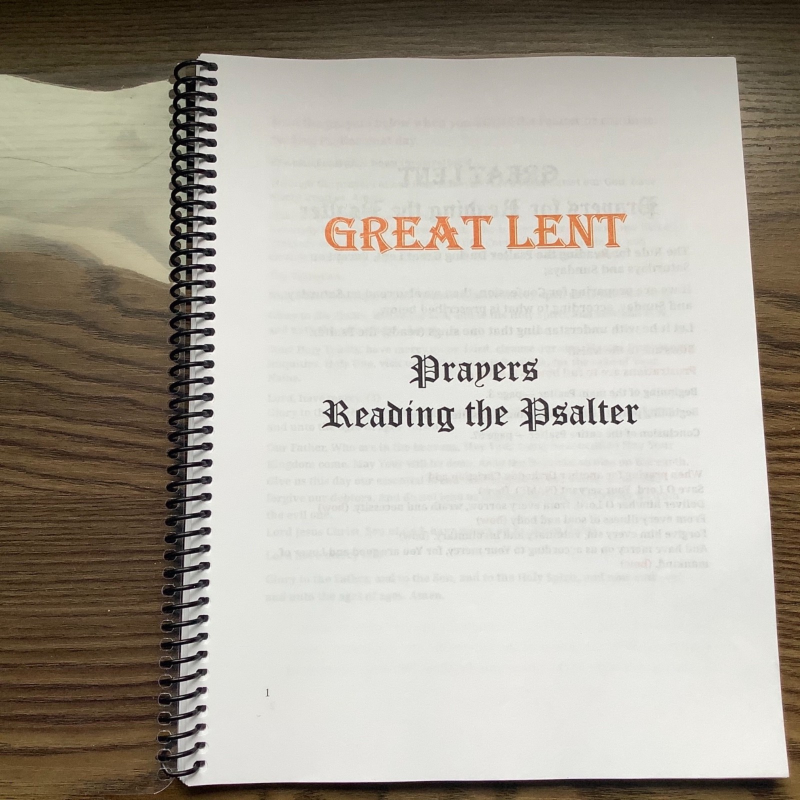 Orthodox Great Lent Psalter Repentance Pentinent Troparia Prayers 8X11 Modern EN