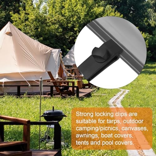 Heavy Duty Lock Grip Tarp Clips Set, Adjustable Tarp Tie Downs Clamps and