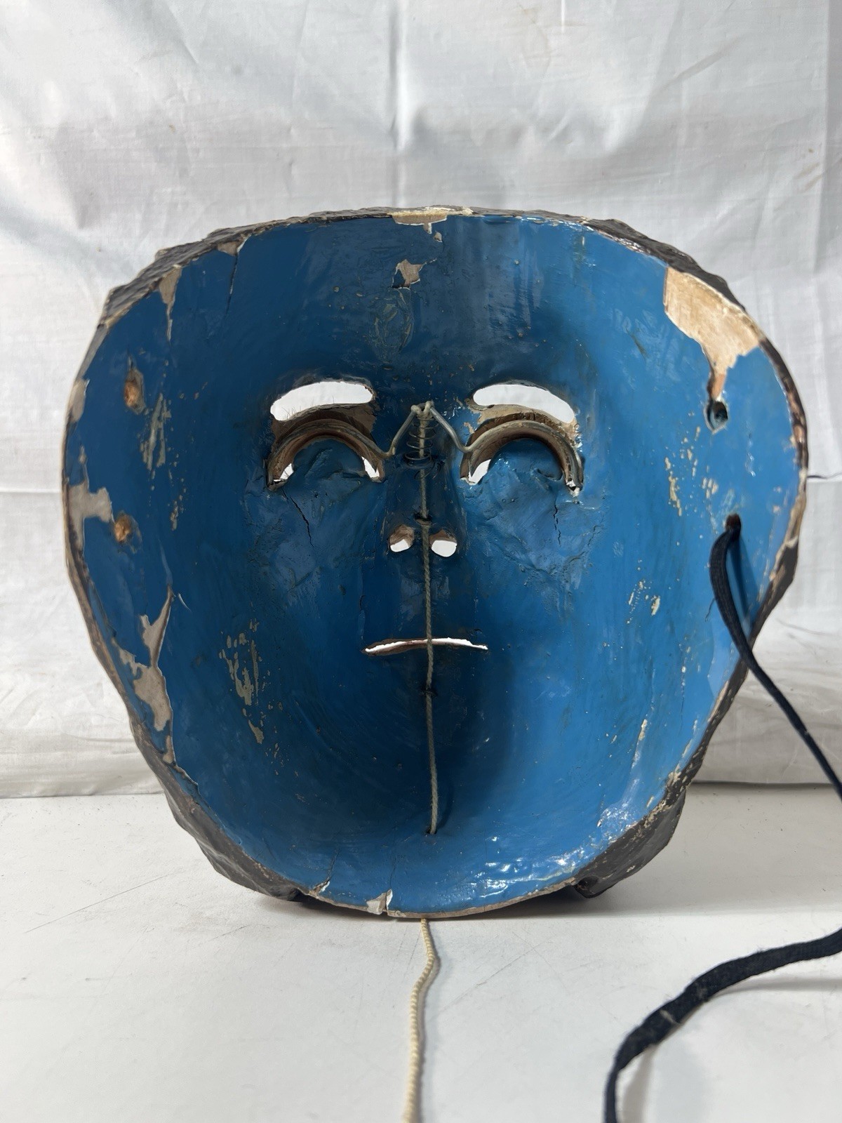 Mexican Folk Art Catrine Dandy Mask w/ Glass Eyes Moving Eyelids Gold Tooth