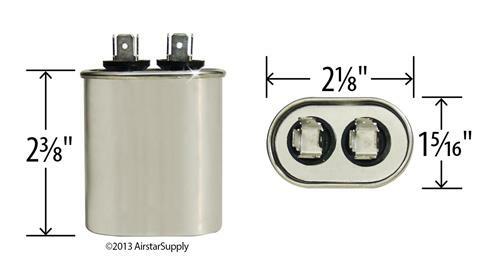 7.5 MFD x 370 / 440 VAC Oval Run Capacitor AmRad USA2031 - Made in the USA