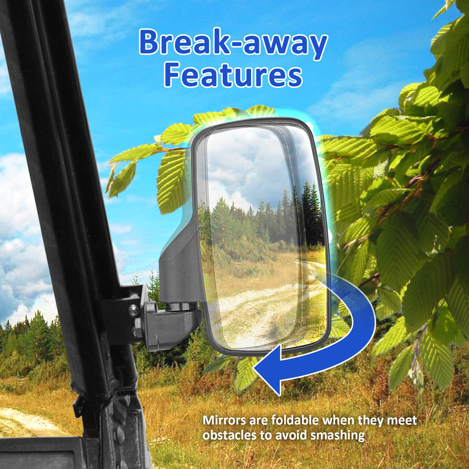 For 2013-UP Polaris Ranger 1000 XP 900 570 500 Pro Fit Cab UTV Rear Side Mirrors